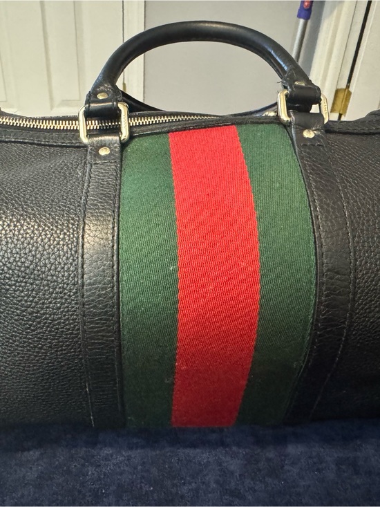 Gucci Handbags - Gucci Web Stripe Leather Boston/Duffel Bag – Black